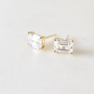 Emerald cut stud earrings