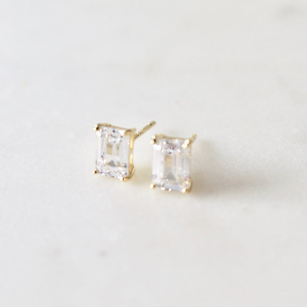 Emerald cut stud earrings