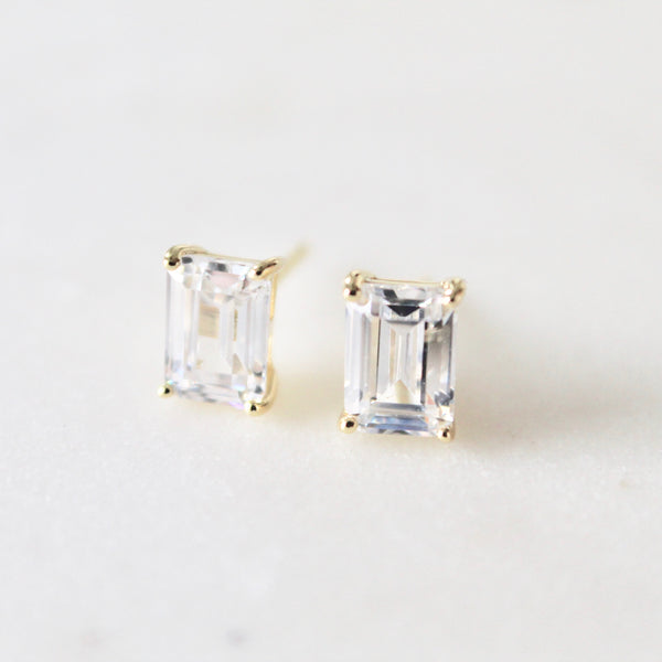 Emerald cut stud earrings