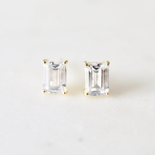 Emerald cut stud earrings