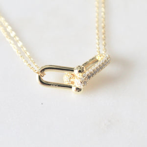 Pave link pendant necklace