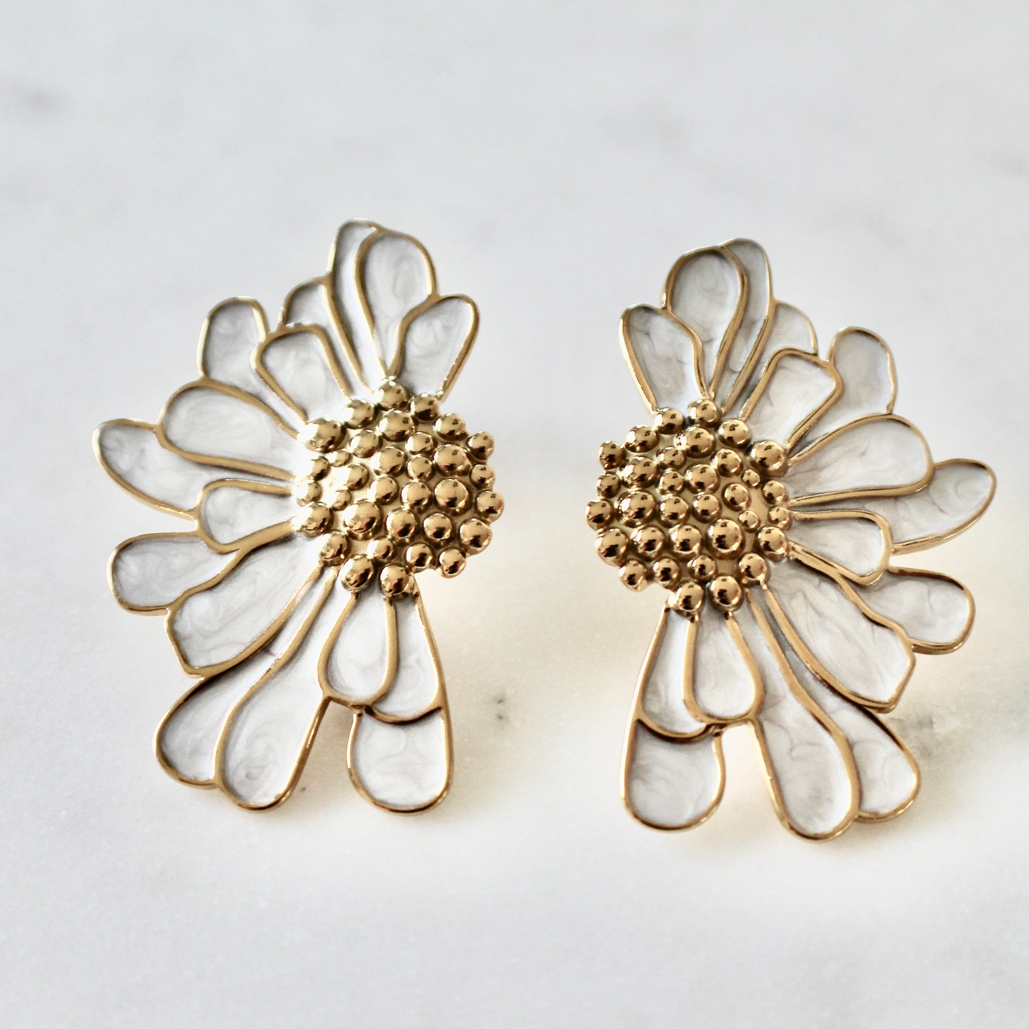 White flower earrings