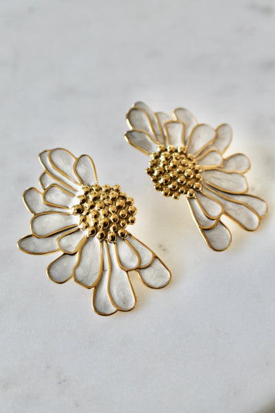 White flower earrings