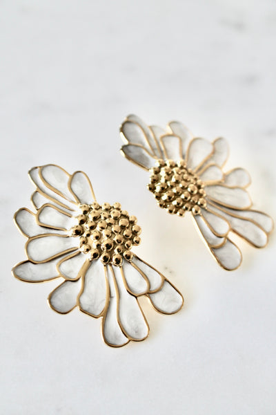 White flower earrings