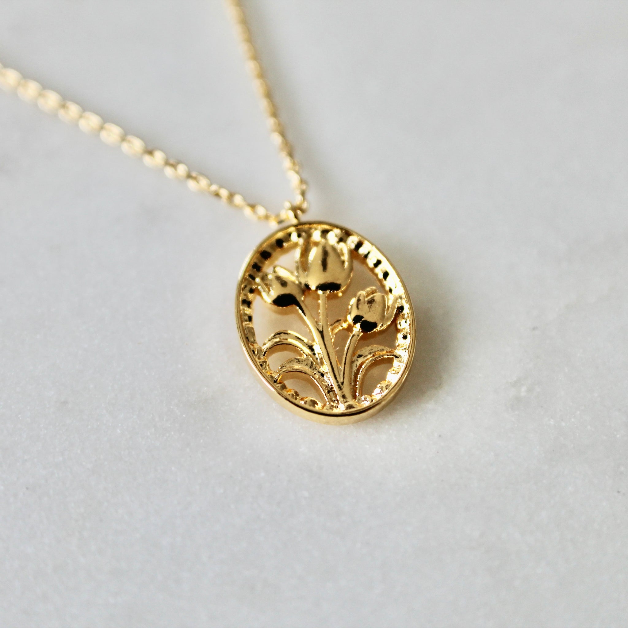 Flower medallion necklace