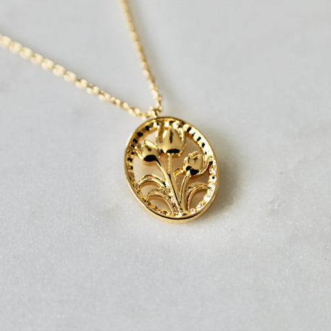 Flower medallion necklace
