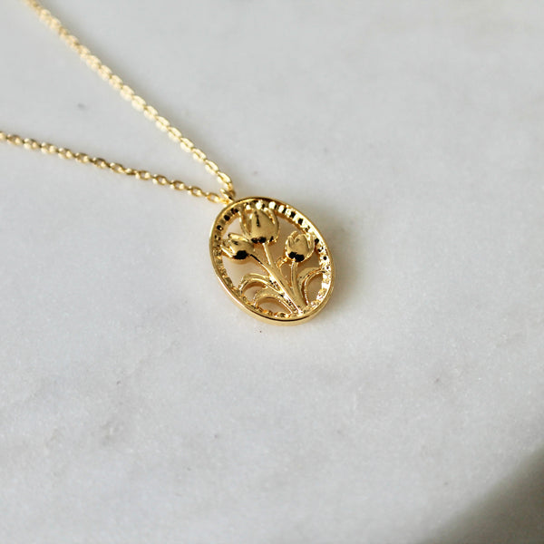 Flower medallion necklace