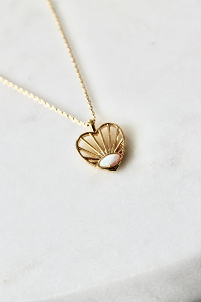 Heart opal stone necklace