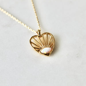 Heart opal stone necklace