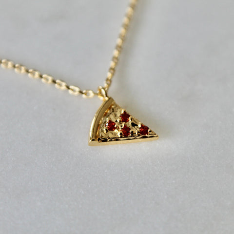 Pizza dainty necklace