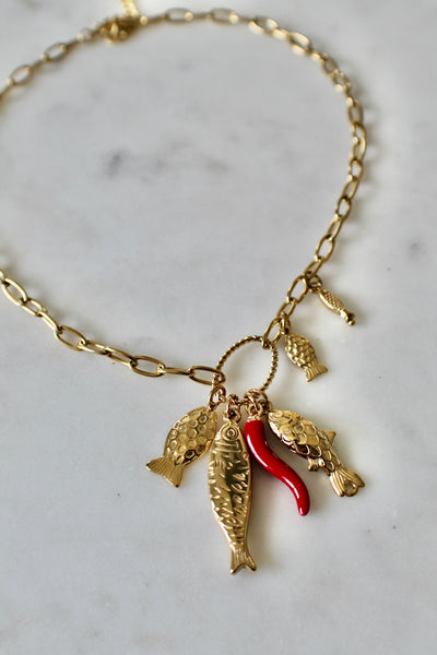 Fish charm necklace