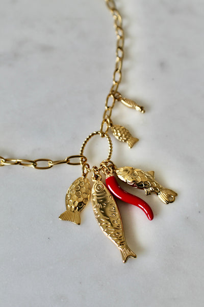 Fish charm necklace