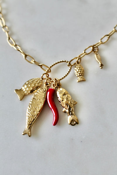 Fish charm necklace