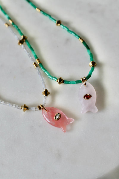 Fish stones charm necklace