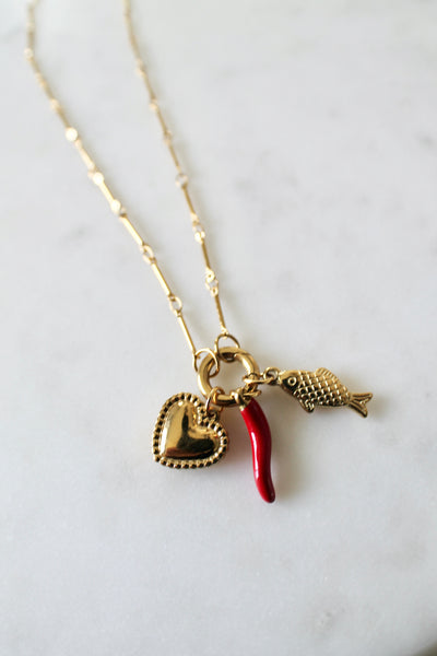 Red pepper charm necklace