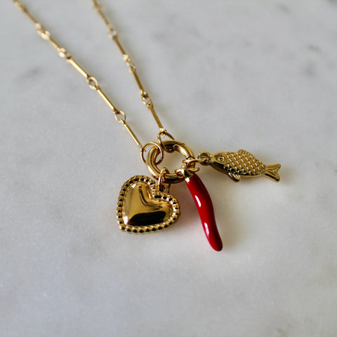 Red pepper charm necklace