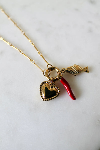 Red pepper charm necklace