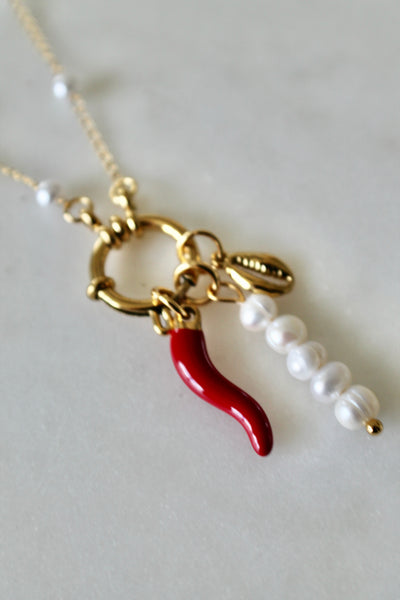 Red pepper charm necklace