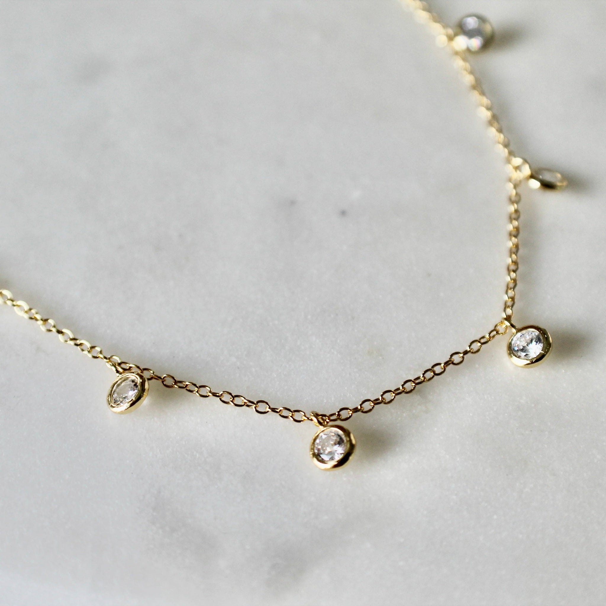 Dangle cz stones  choker necklace