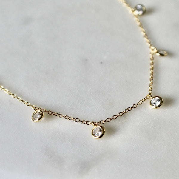 Dangle cz stones  choker necklace
