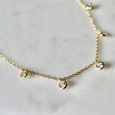 Dangle cz stones  choker necklace