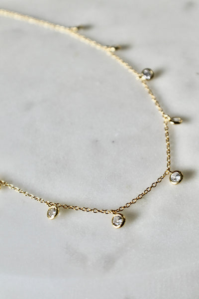 Dangle cz stones  choker necklace
