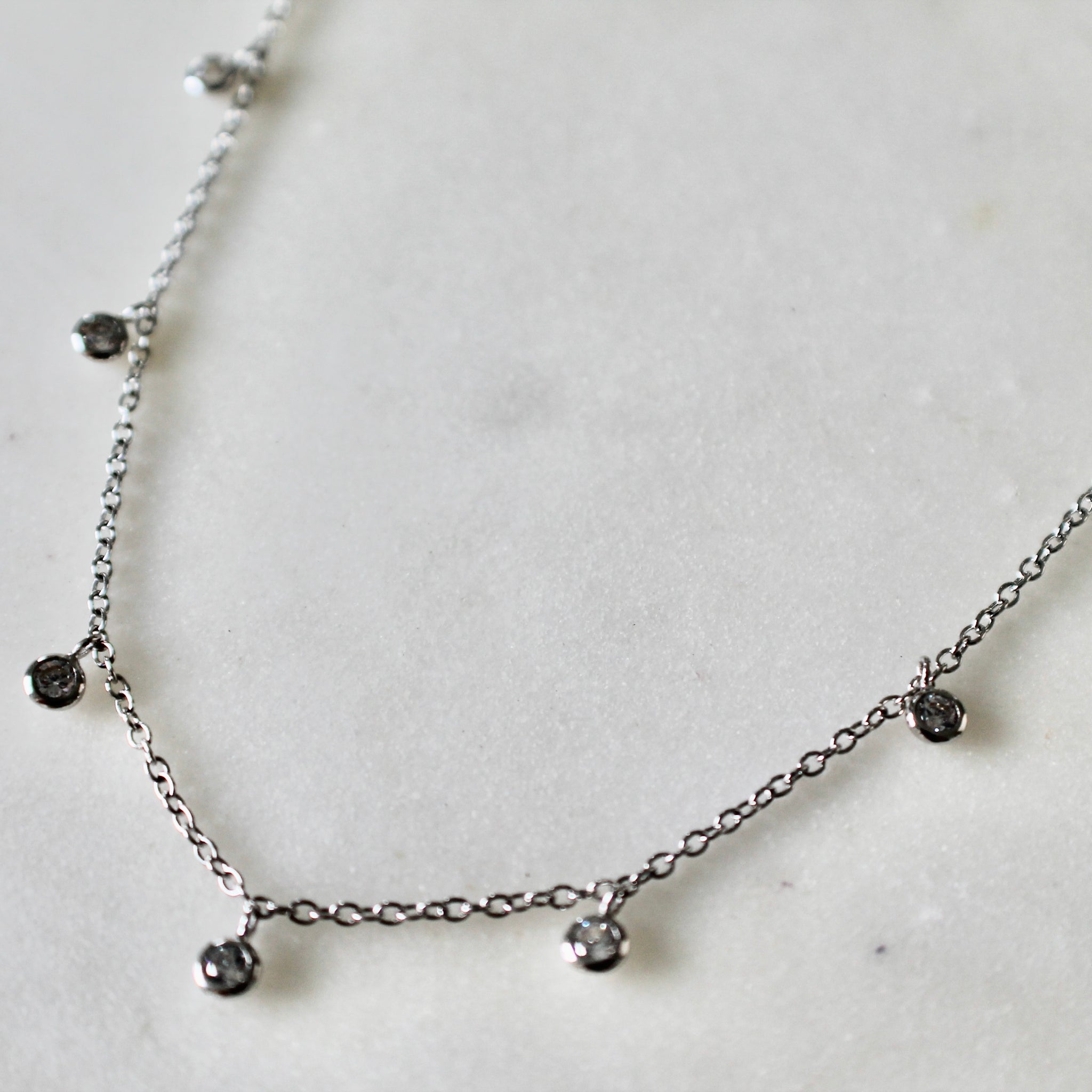 Dangling CZ sterling silver choker necklace