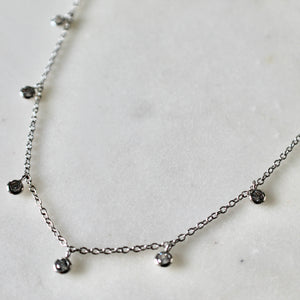 Dangling CZ sterling silver choker necklace