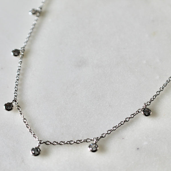Dangling CZ sterling silver choker necklace