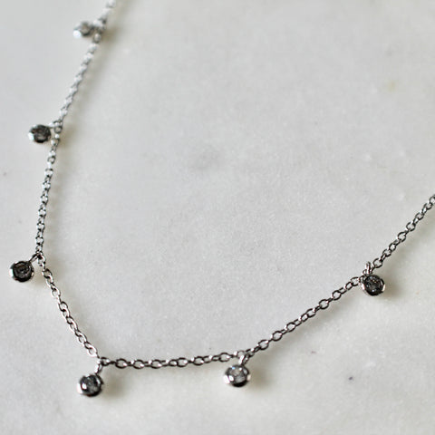 Dangling CZ sterling silver choker necklace