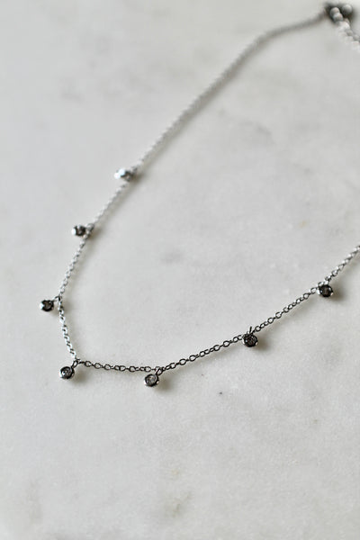 Dangling CZ sterling silver choker necklace