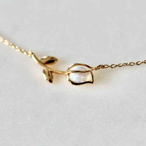 Opal flower necklace