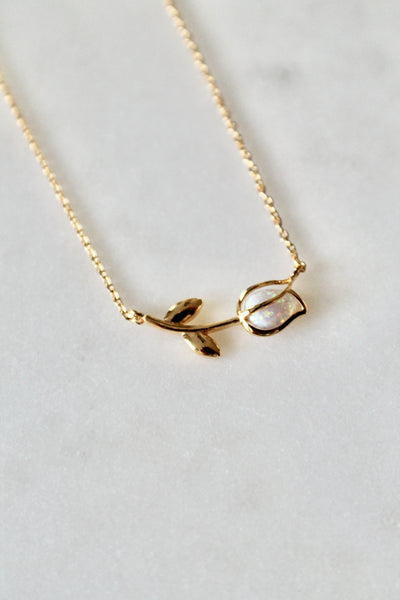 Opal flower necklace