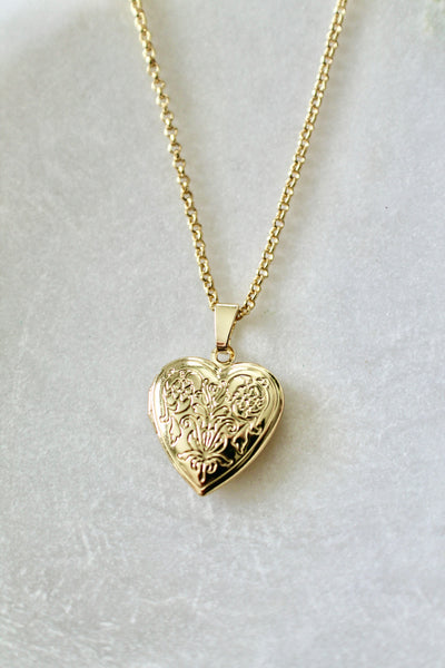 Gold heart locket pendant necklace - Lily Lough 
