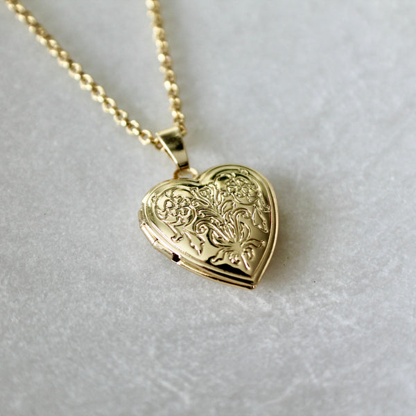 Gold heart locket pendant necklace - Lily Lough 