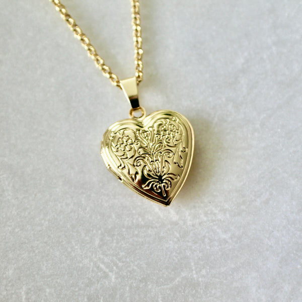 Gold heart locket pendant necklace - Lily Lough 
