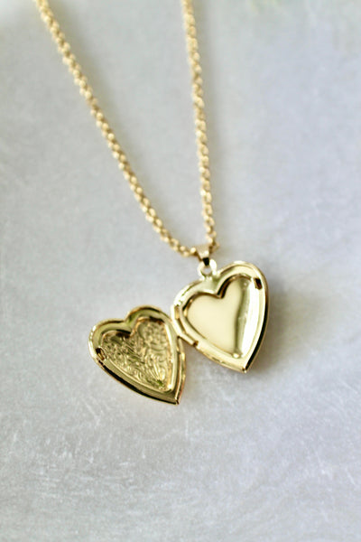 Gold heart locket pendant necklace - Lily Lough 