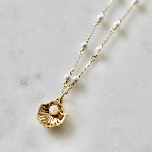 Sea shell pearl choker necklace - Lily Lough 