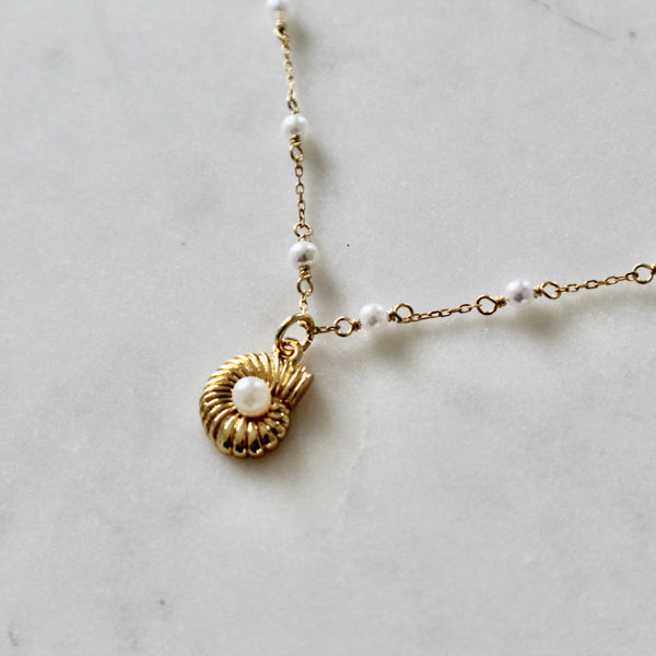 Sea shell pearl choker necklace - Lily Lough 