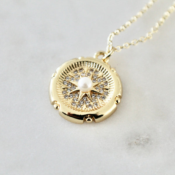 Compass pearl  necklace - Lily Lough 