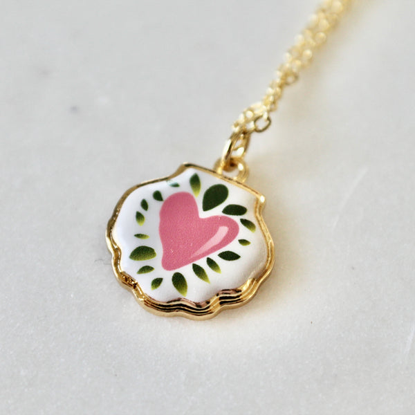 Enamel heart charm necklace - Lily Lough 
