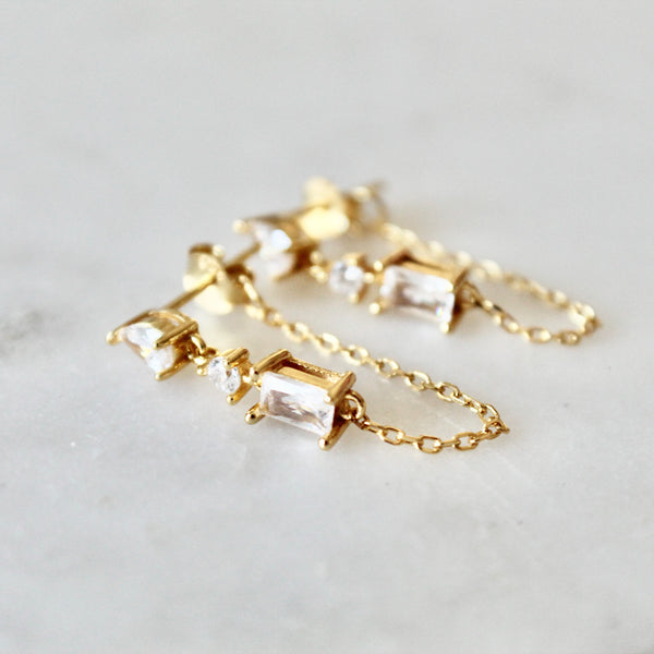 Chain stud earrings