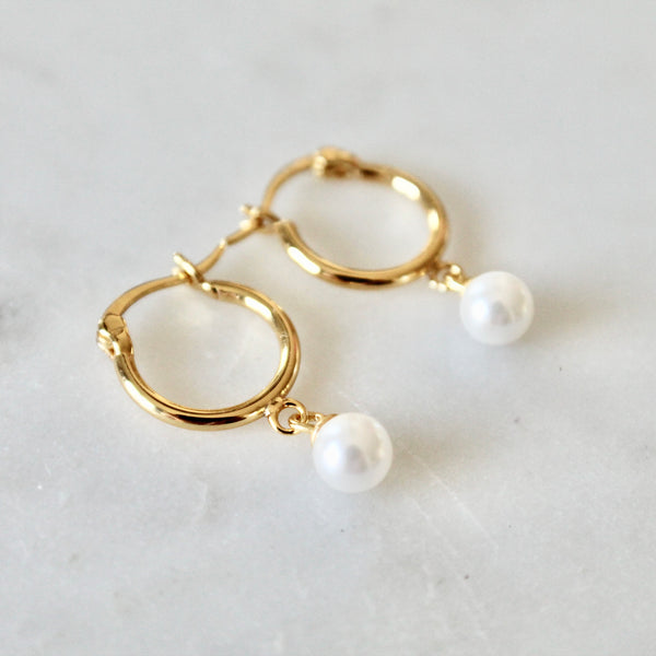 Pearl huggie  earrings