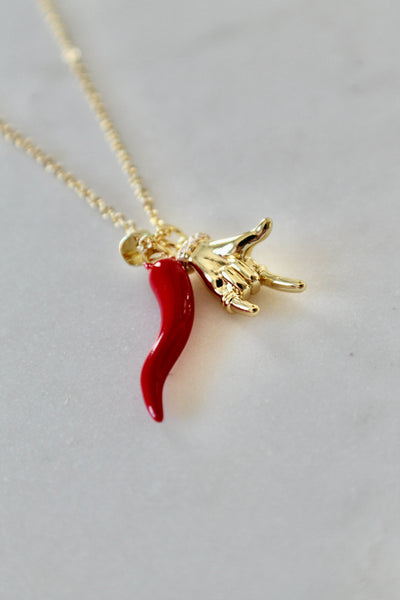 Mano cornuto necklace