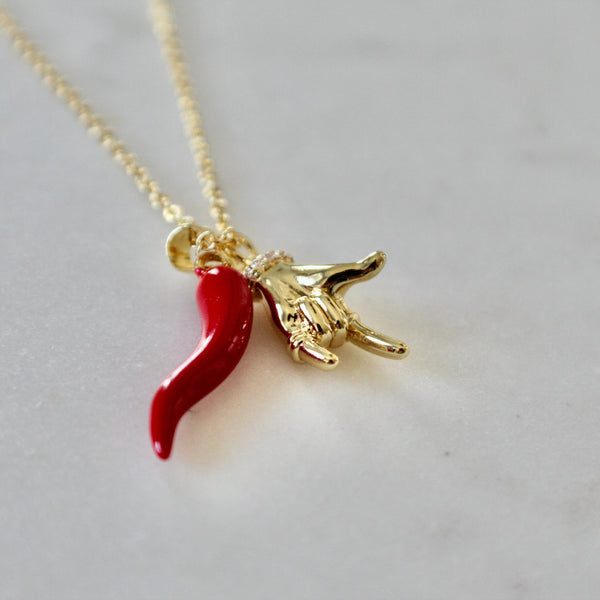 Mano cornuto necklace