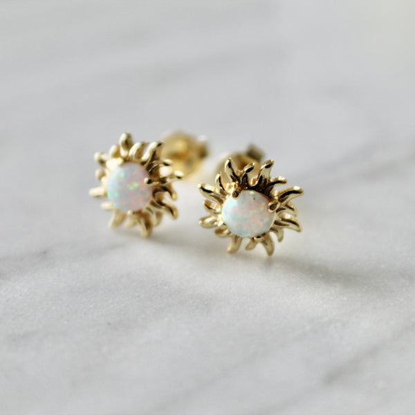 Opal sun earrings