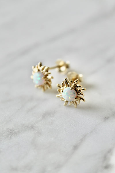 Opal sun earrings