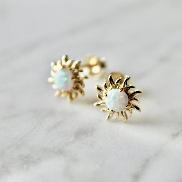 Opal sun earrings