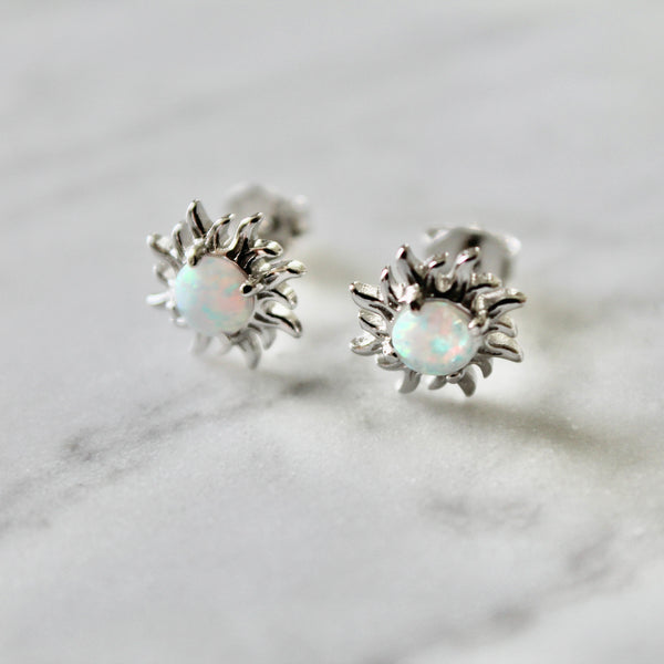 Opal sun earrings