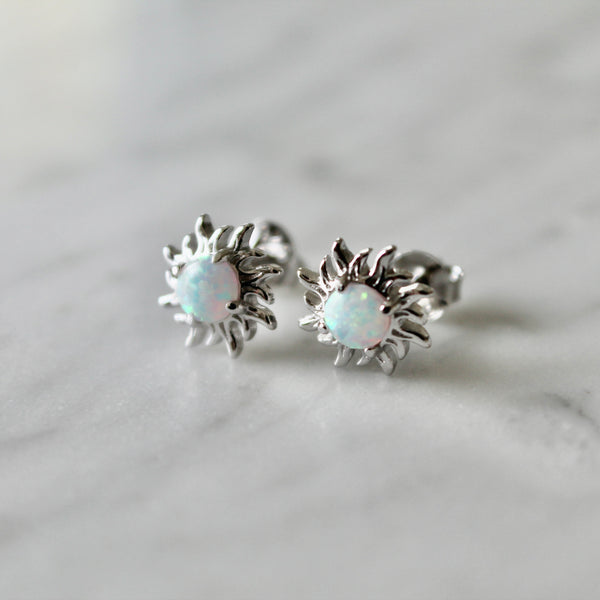 Opal sun earrings